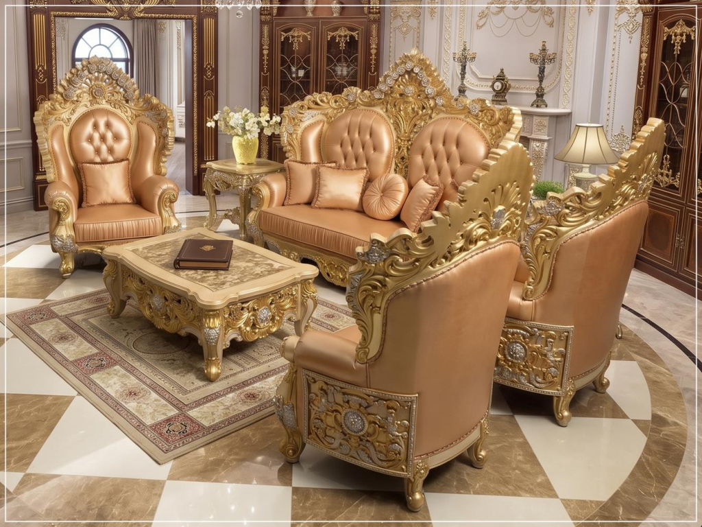 Glamourius Sofa Tamu Ukiran Klasik Model Eropa Mewah Terbaru