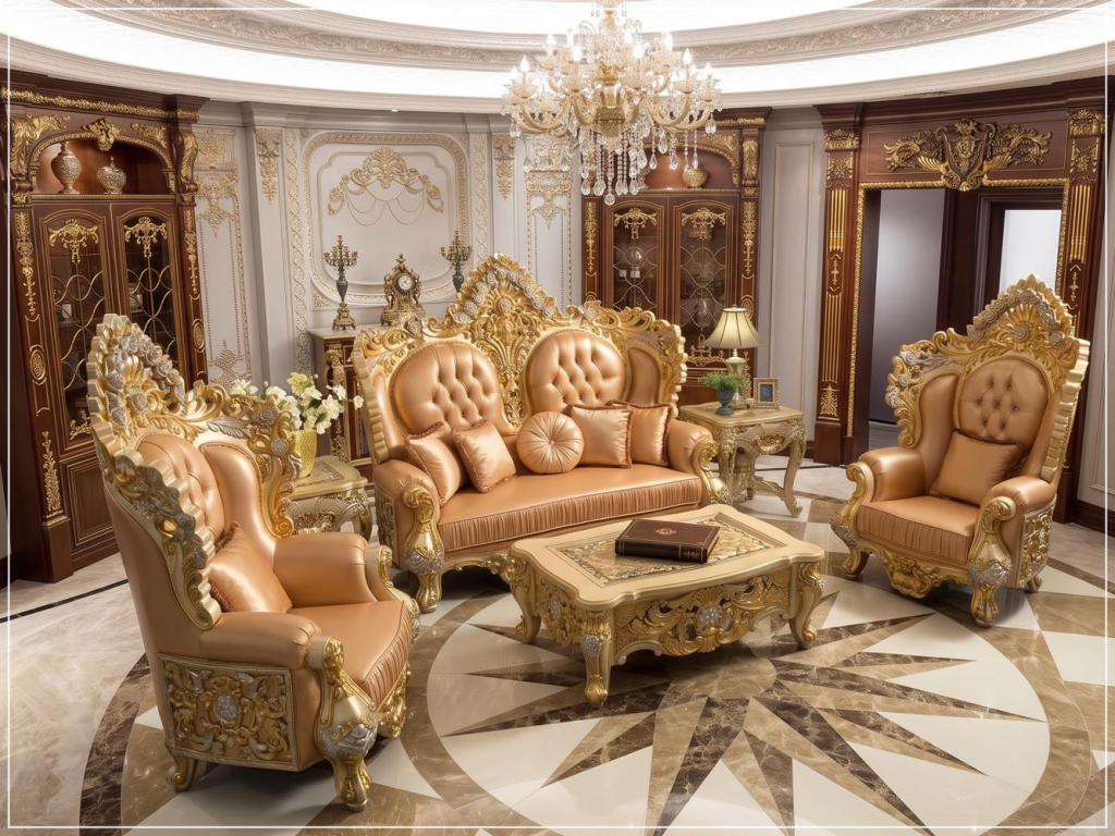 Luxury Sofa Tamu Ukiran Klasik Model Eropa Mewah Terbaru