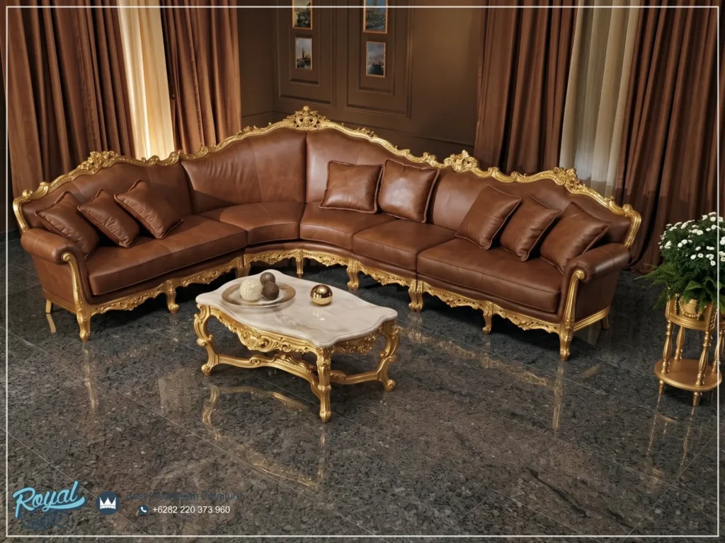 Set Sofa Sudut Terbaru Model Sofa Tamu Mewah Ukiran Klasik Ruang Keluarga Prodotti Kulit Asli
