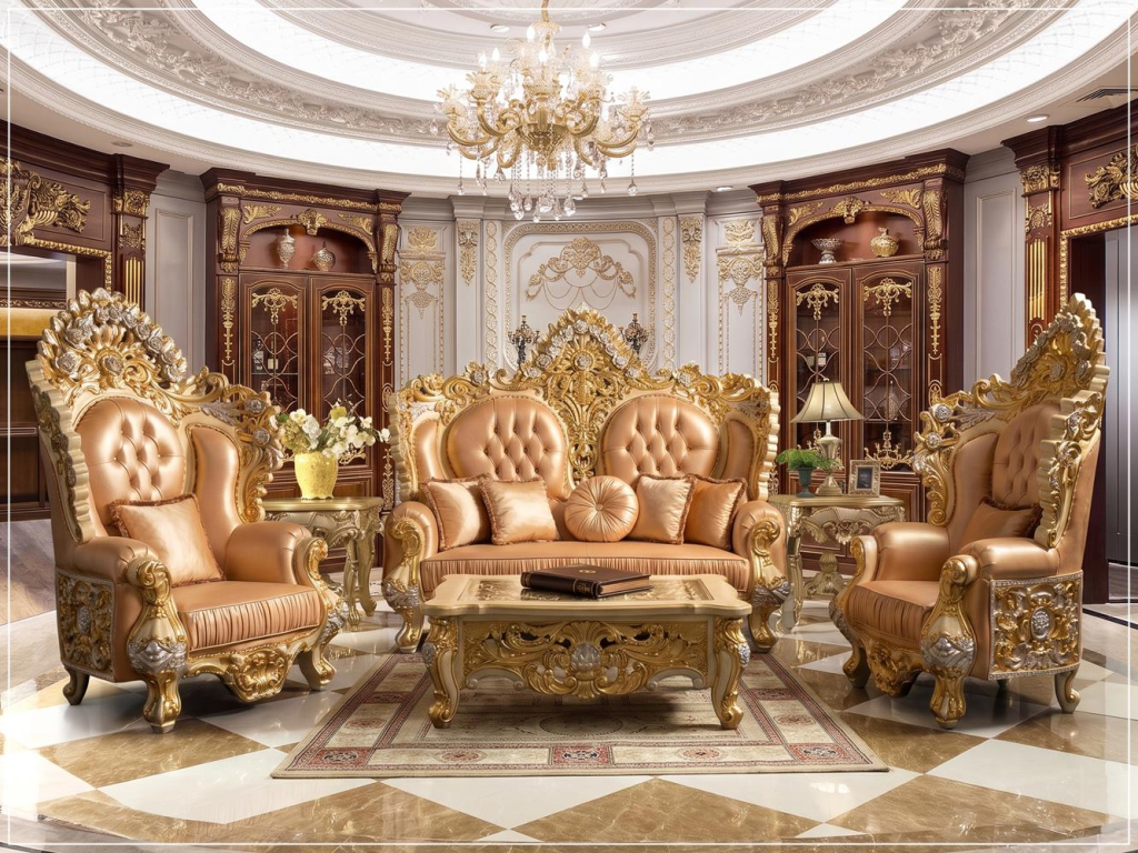 Victorian Sofa Tamu Ukiran Klasik Model Eropa Mewah Terbaru
