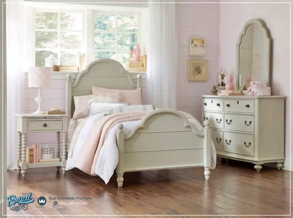 Bedroom Set Kamar Tidur Anak Putih Mewah Terbaru Estillo – Mebel Jepara Quality