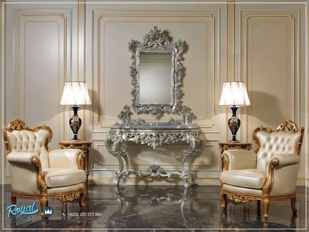 Meja Console Set Classic Casanova 2 Kursi Sofa Kulit